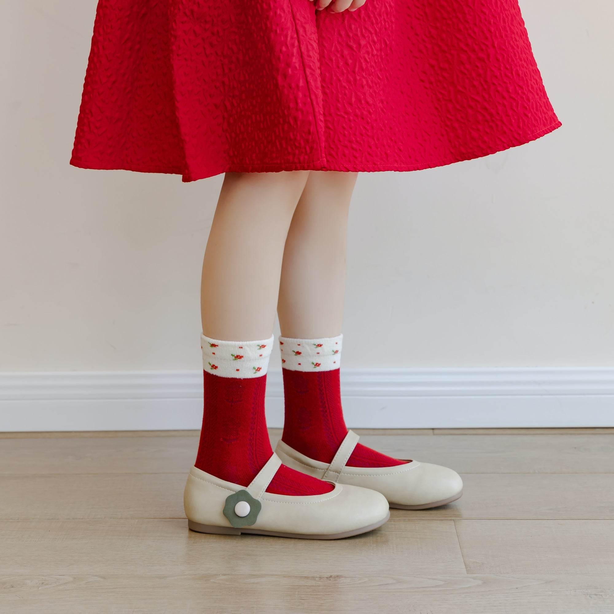 Kid's Girls' Holiday Cherry Crew Socks - 5 Pairs - Weavasocks