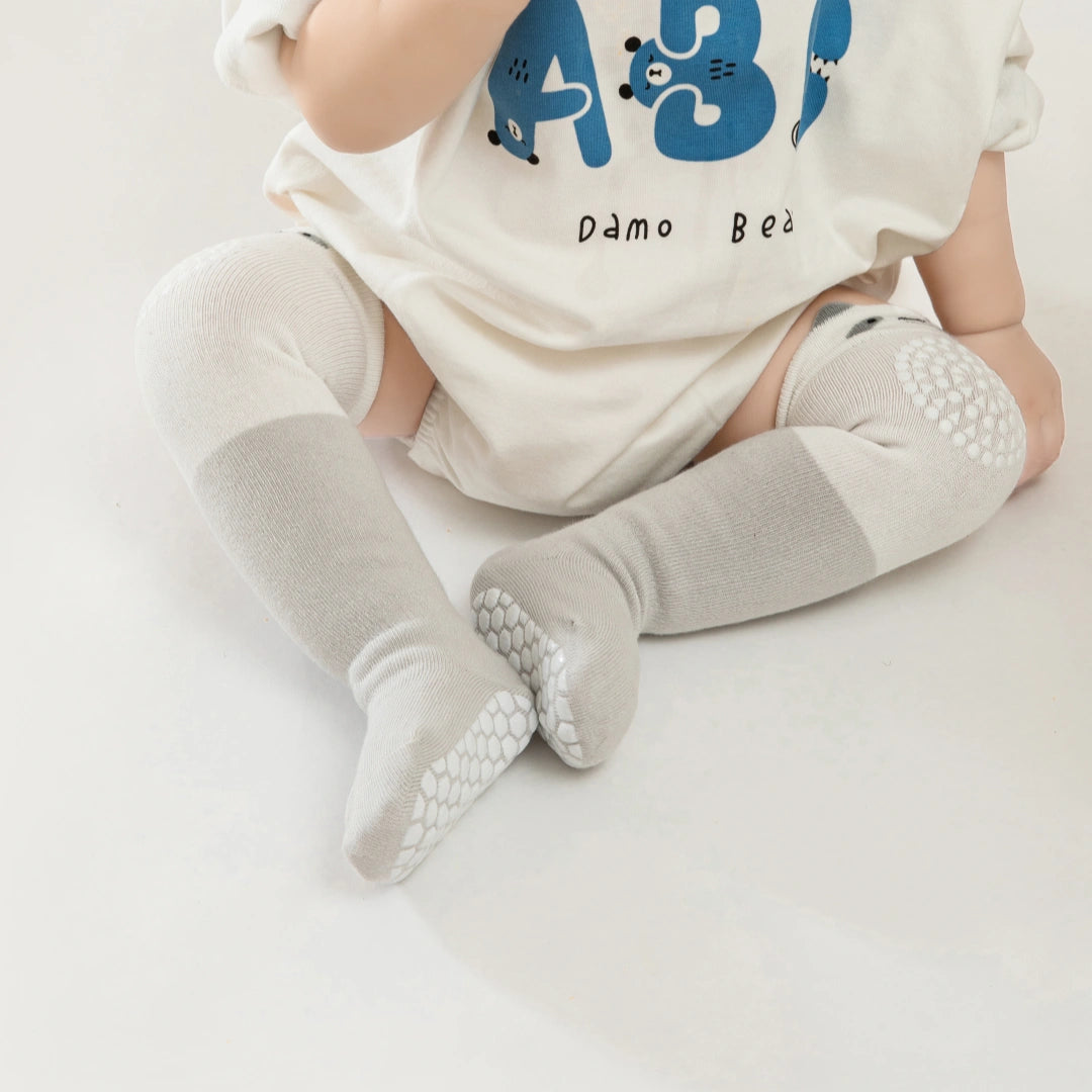 Baby’s Cartoon Knee-Pad Protection & Dual Grip Socks 3-Pack