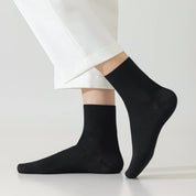 Men's Silk & Modal Non-Binding Loose Cuff Cooling Socks - detail photo showing modal and mulberry silk comfort