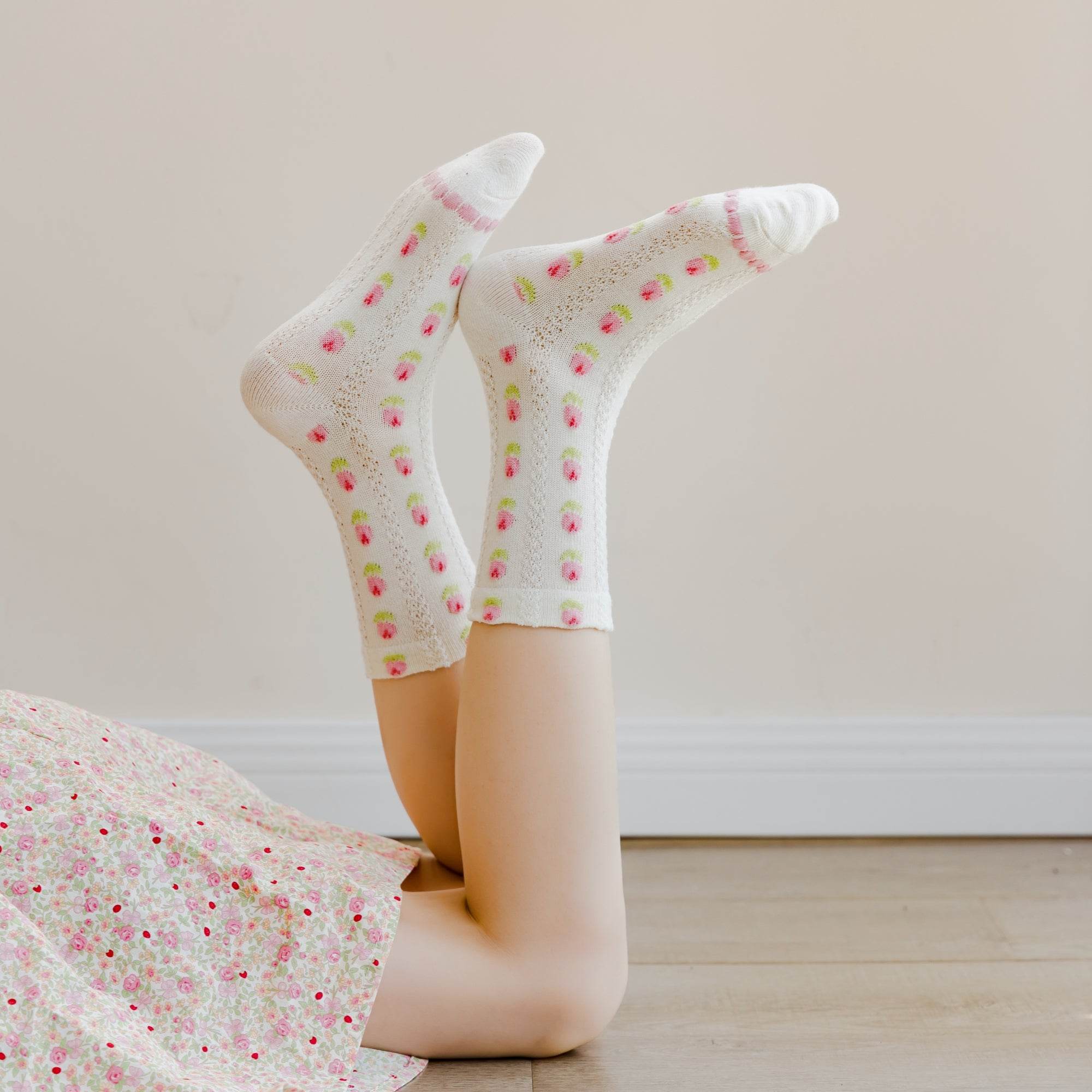 Kid's Girls' Dainty Floral & Bear Crew Socks - 5 Pairs - Weavasocks