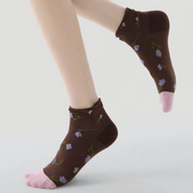 Vintage Floral Embossed Ankle Socks 3-Pack - sock set showing soft cotton comfort