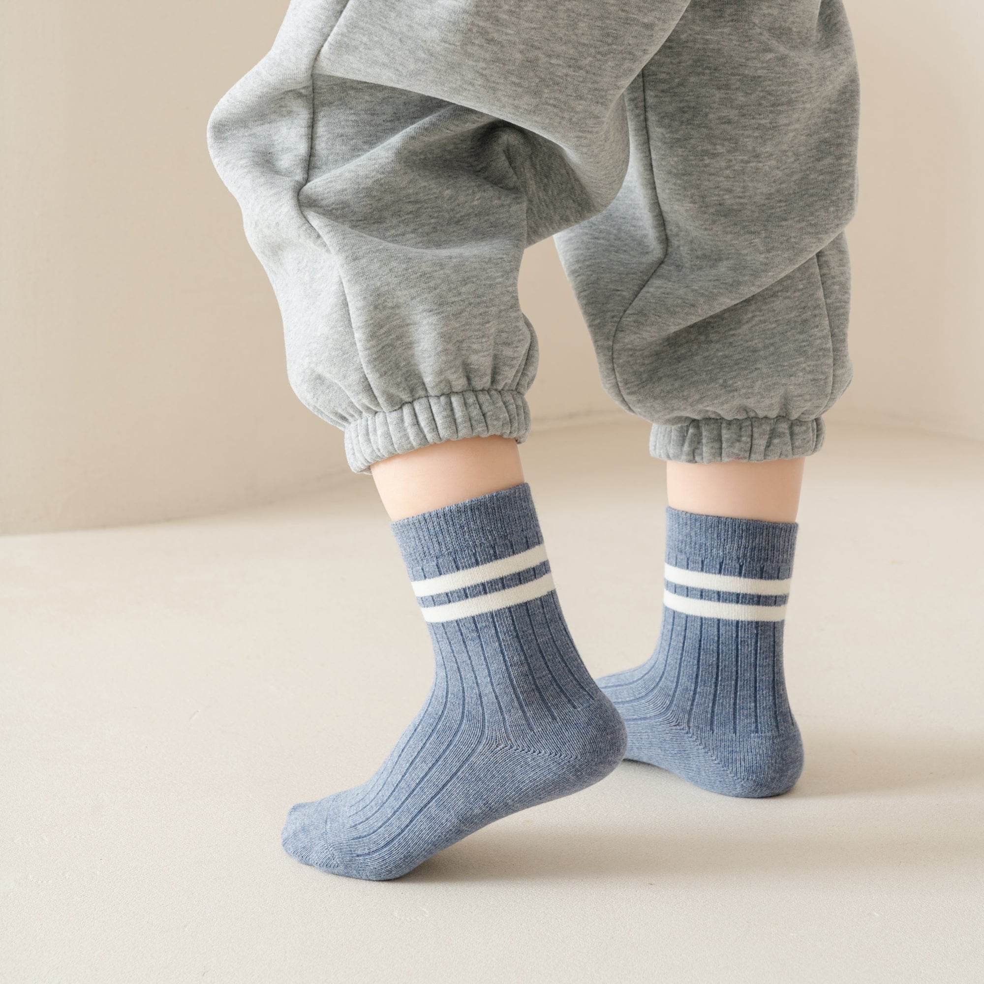 Kid's Classic Stripe Ribbed Crew Socks - 5 Pairs - Weavasocks