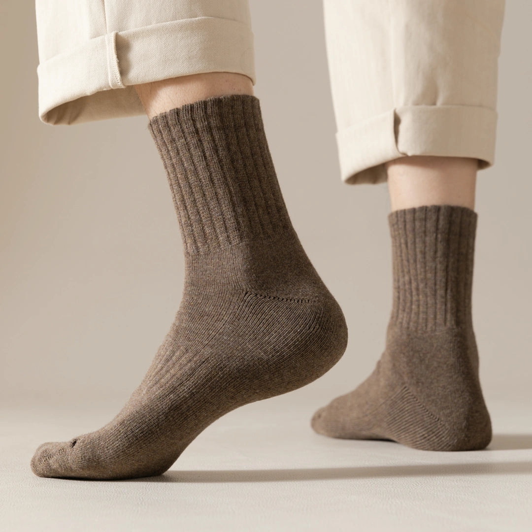 Men's Heather Terry Cushion 92% Cotton Quarter Socks - product photo showing cushioned comfort
