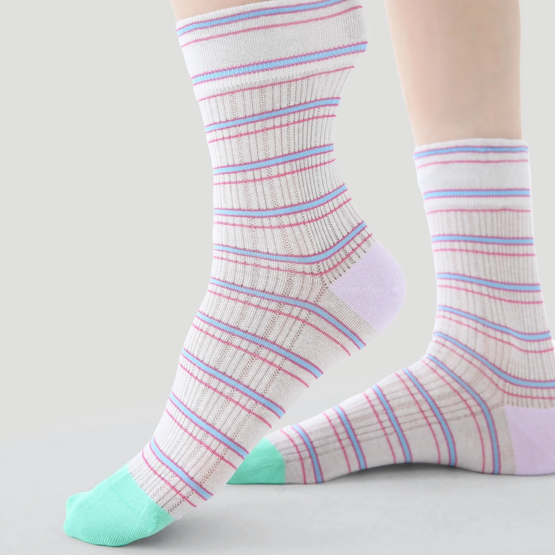 Women's Artistic Floral Mesh Crew Socks (3-Pack) - sock set showing breathable mesh comfort