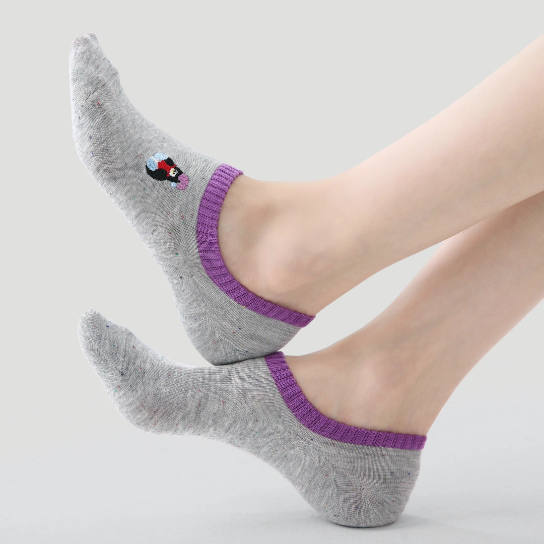 Women's Space-Dye Embroidered No-Show Socks (5-Pack)