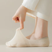 Women's Mulberry Silk & Modal Ultra-Thin No-Show Socks - product photo showing modal and mulberry silk comfort