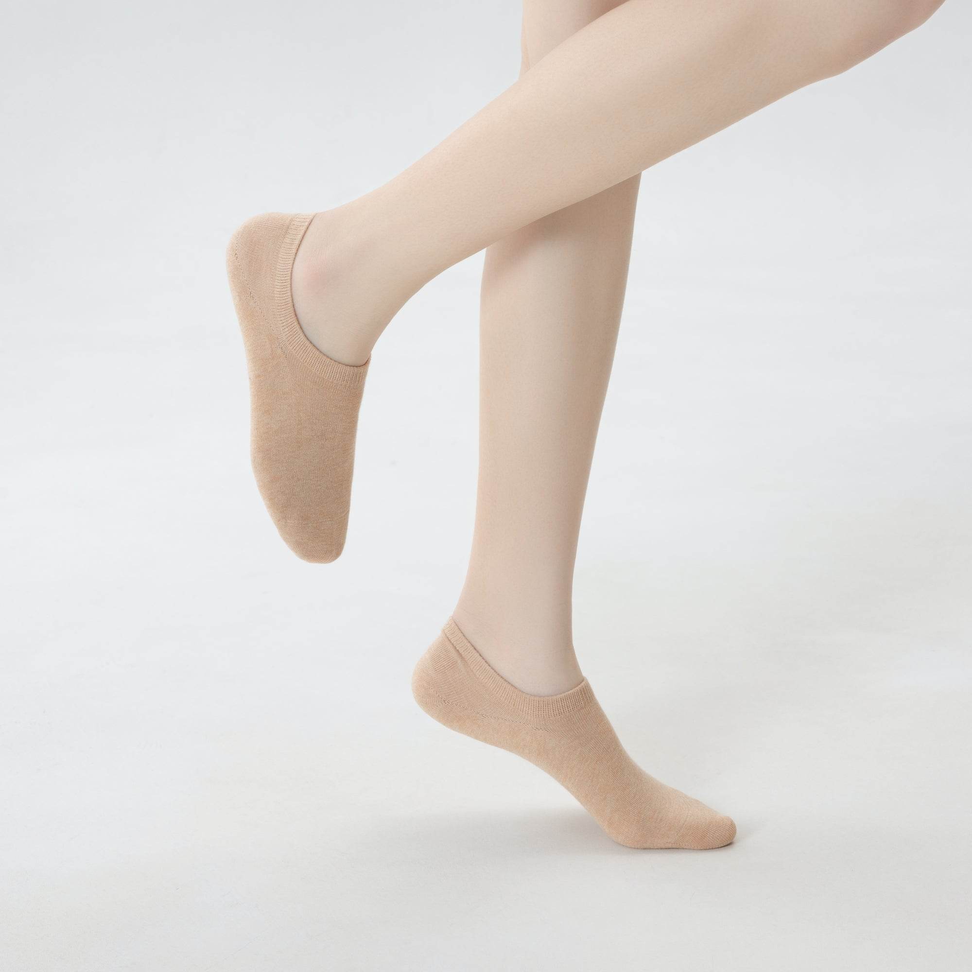 Women's Non-Slip Combed Cotton No-Show Socks - 6 Pairs