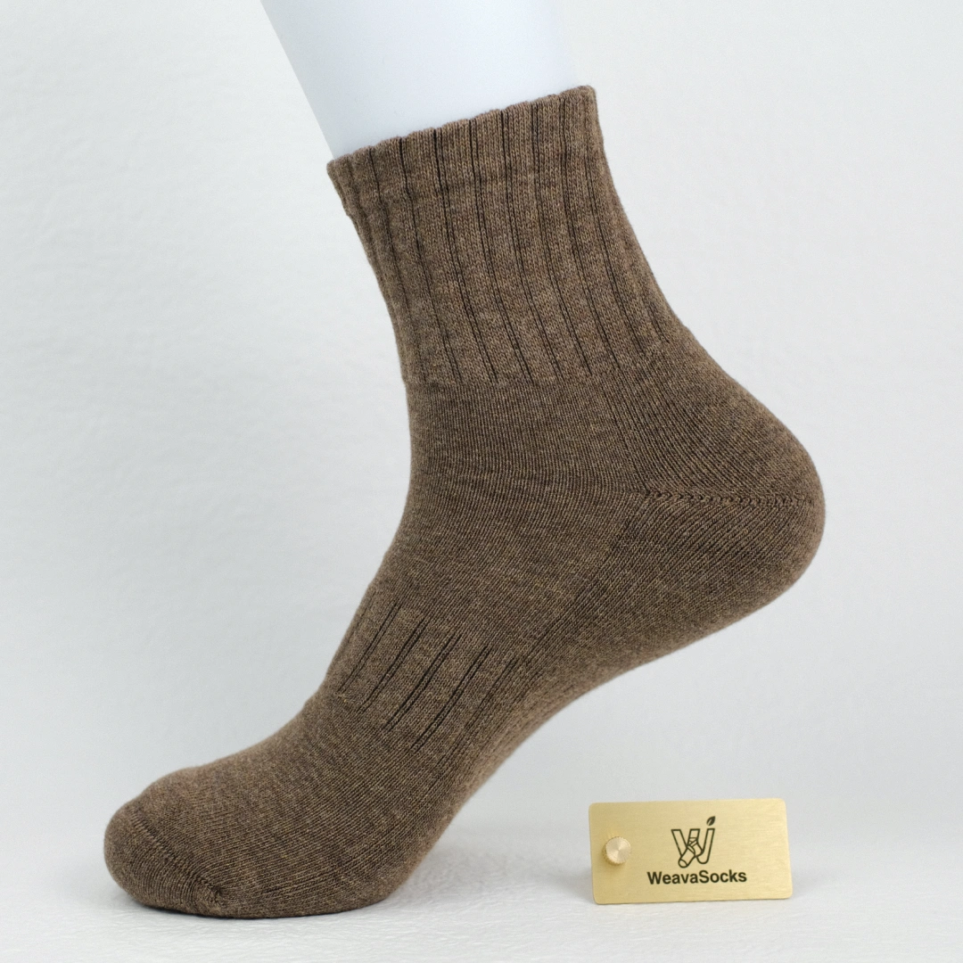 Men's Heather Terry Cushion 92% Cotton Quarter Socks - product photo showing cushioned comfort