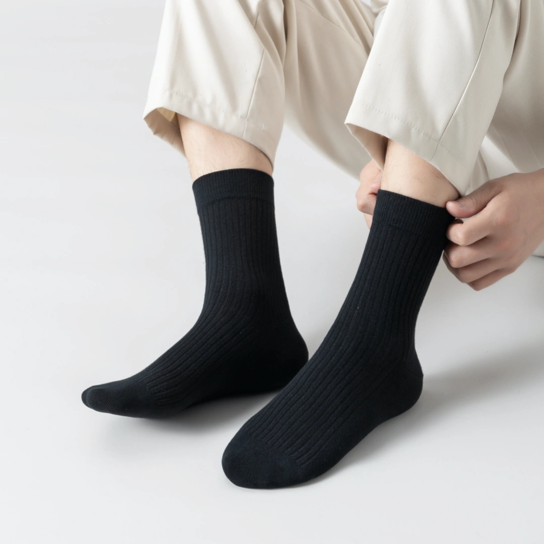 Men's 98% Cotton Classic Ribbed Crew Socks - detail photo showing soft cotton-rich comfort