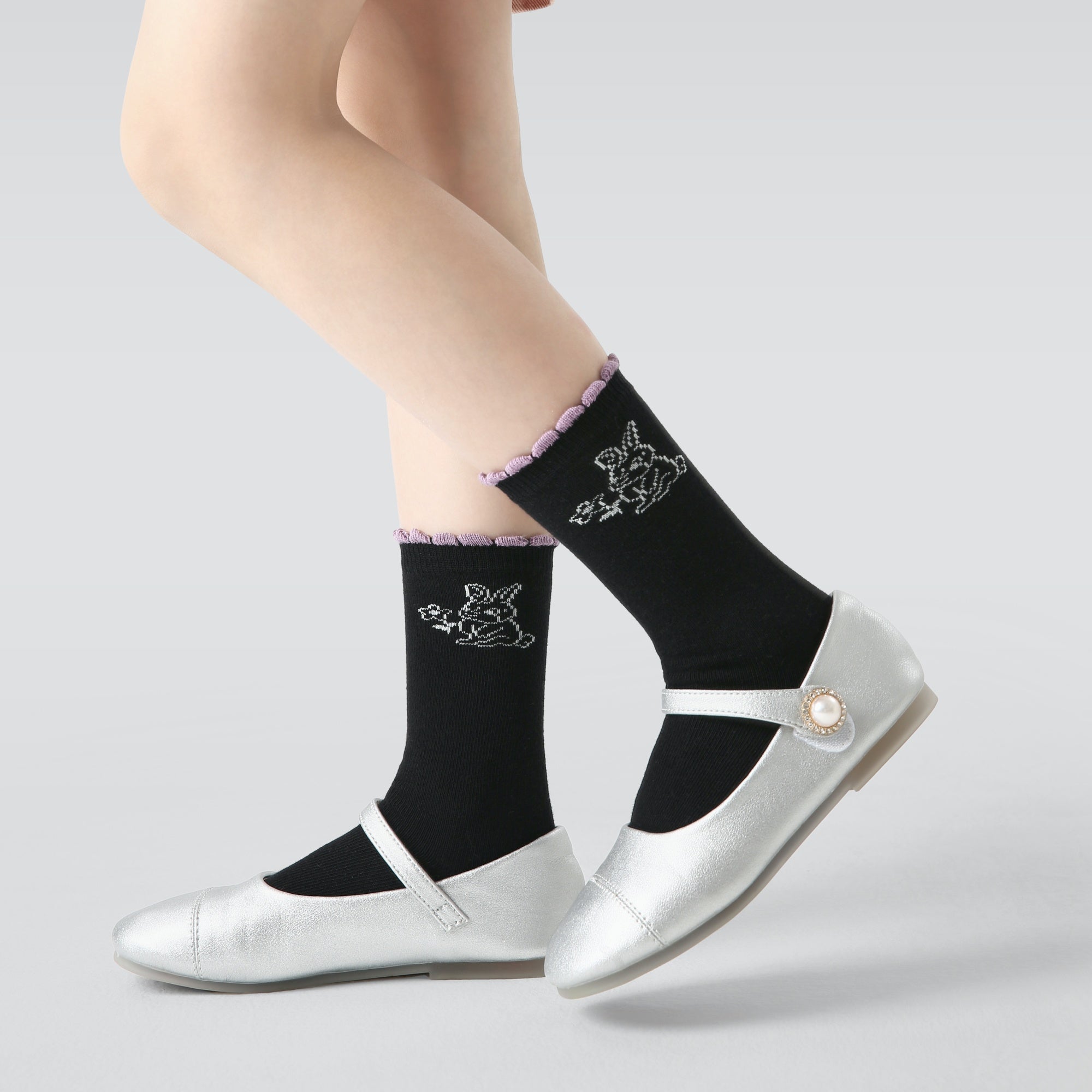 Kid's Girls' Sweet Bunny Ruffle Socks - 3 Pairs