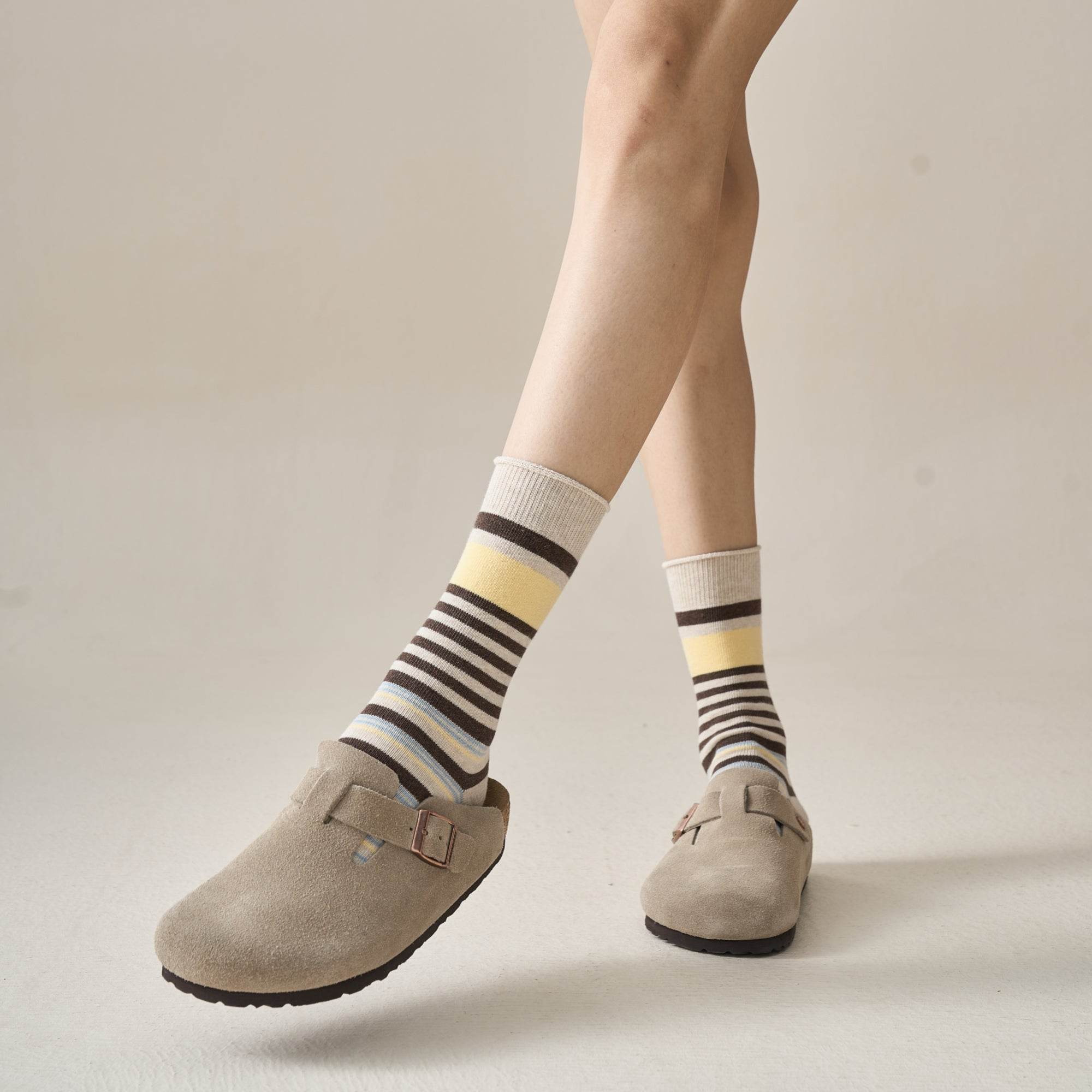 Women's Retro Multi-Stripe Crew Socks - Single Pair