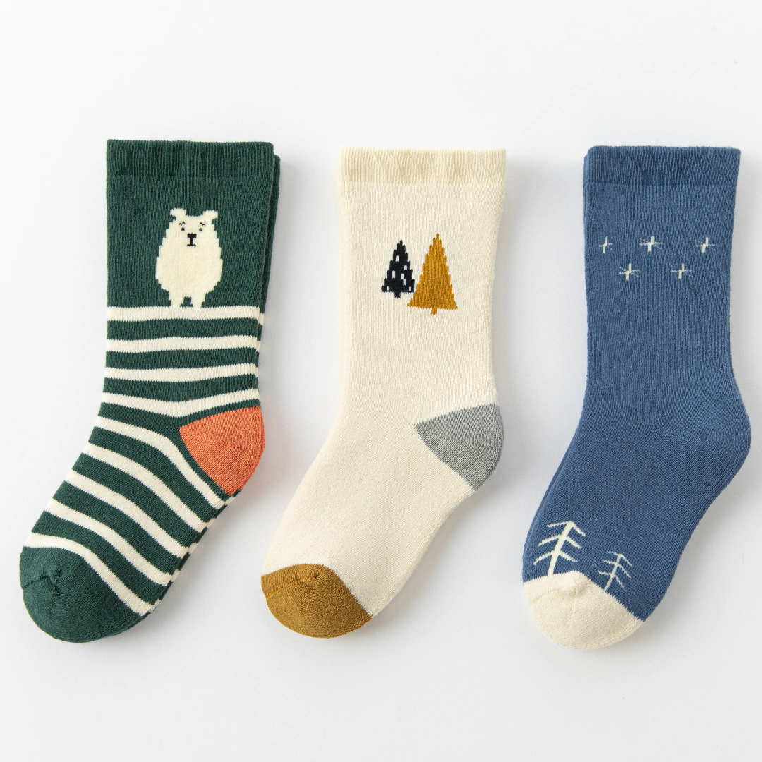 Baby’s Cozy Winter Terry Crew Socks Bear & Forest 3-Pack