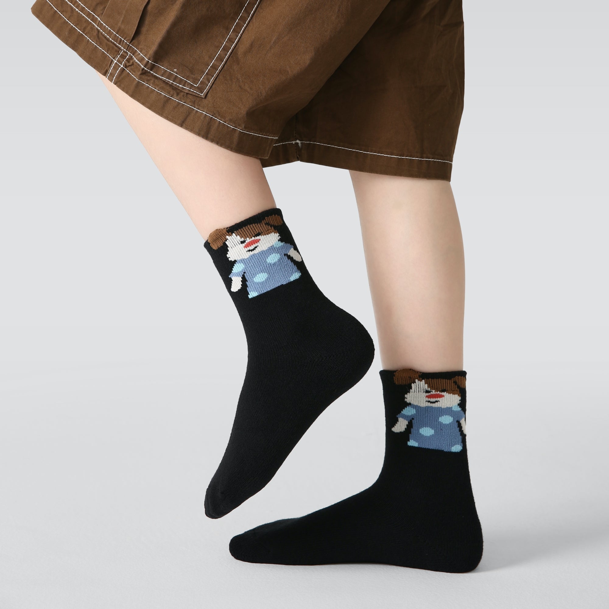 Kid's 3D Puppy Novelty Crew Socks - 5 Pairs