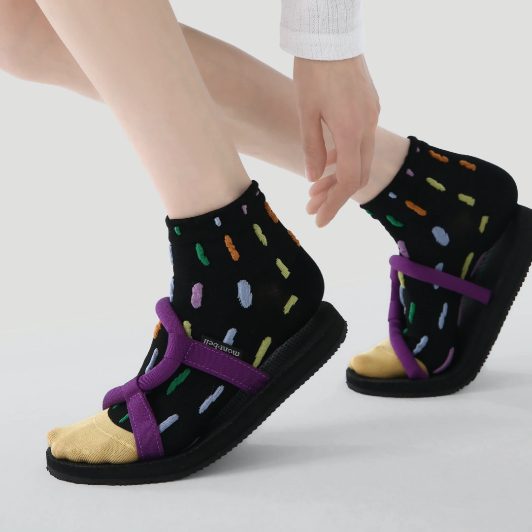 "Mosaic Dream" Geometric Color-block Ankle Socks 3-Pack