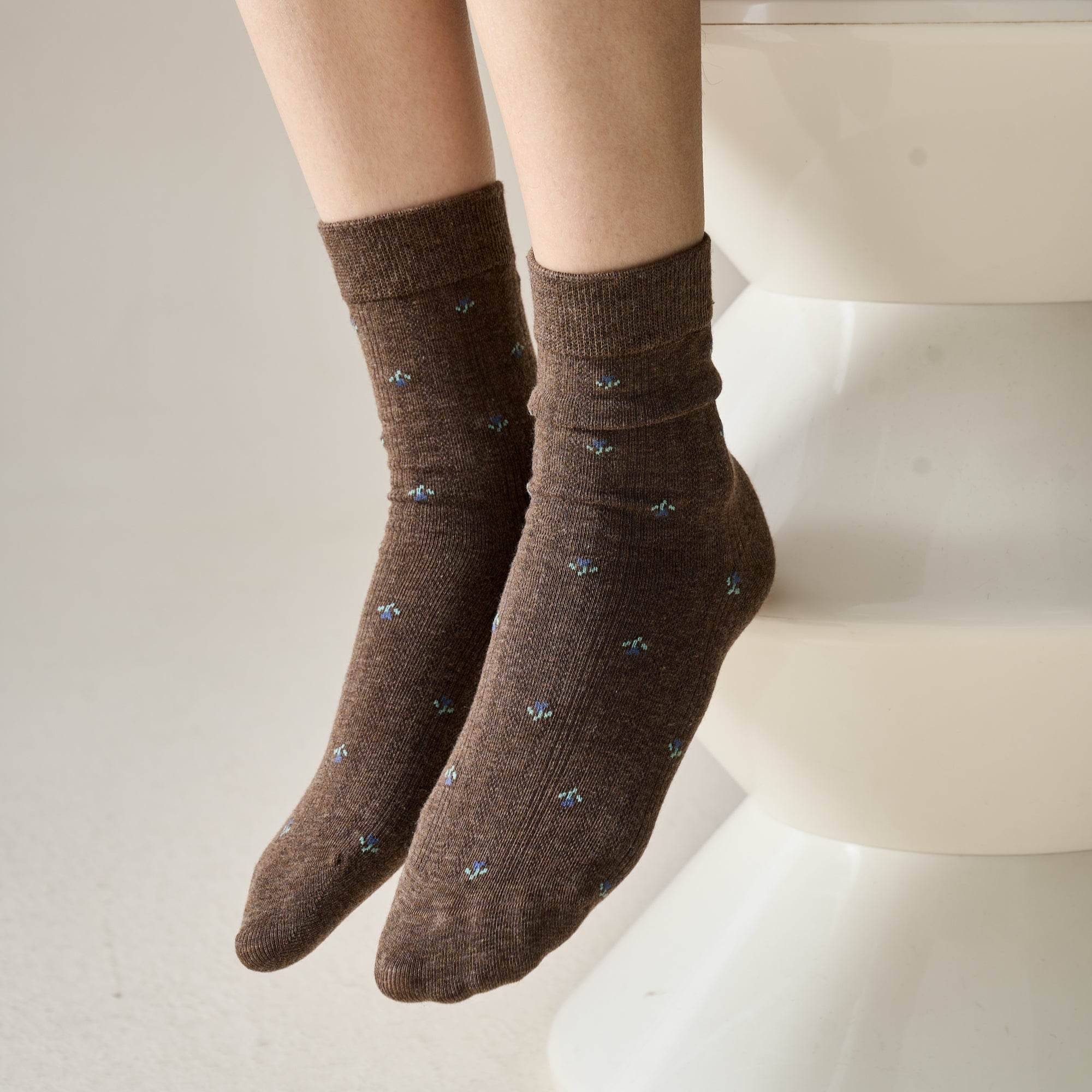 Women's Ditsy Floral Ribbed Cotton Socks - Single Pair