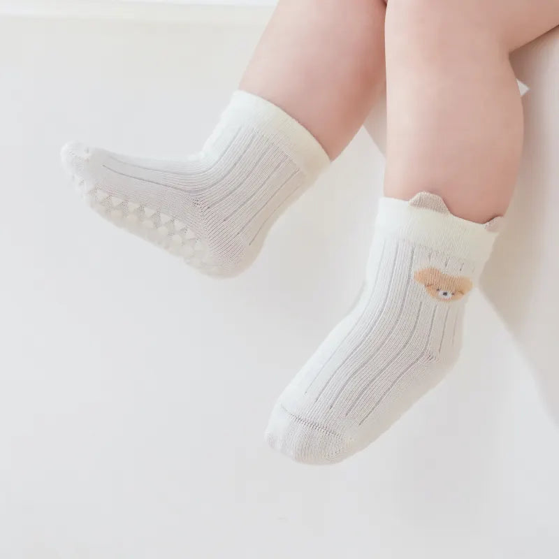 Babies Peekaboo Bear Grip Socks-3 Pairs