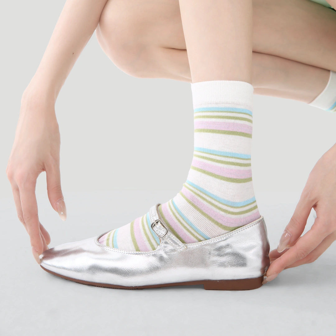Women's Lurex Shimmer Mesh Crew Socks (3-Pack) - sock set showing breathable mesh comfort