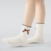 Kid's Girls' Earthy Bow Crew Socks - 3 Pairs