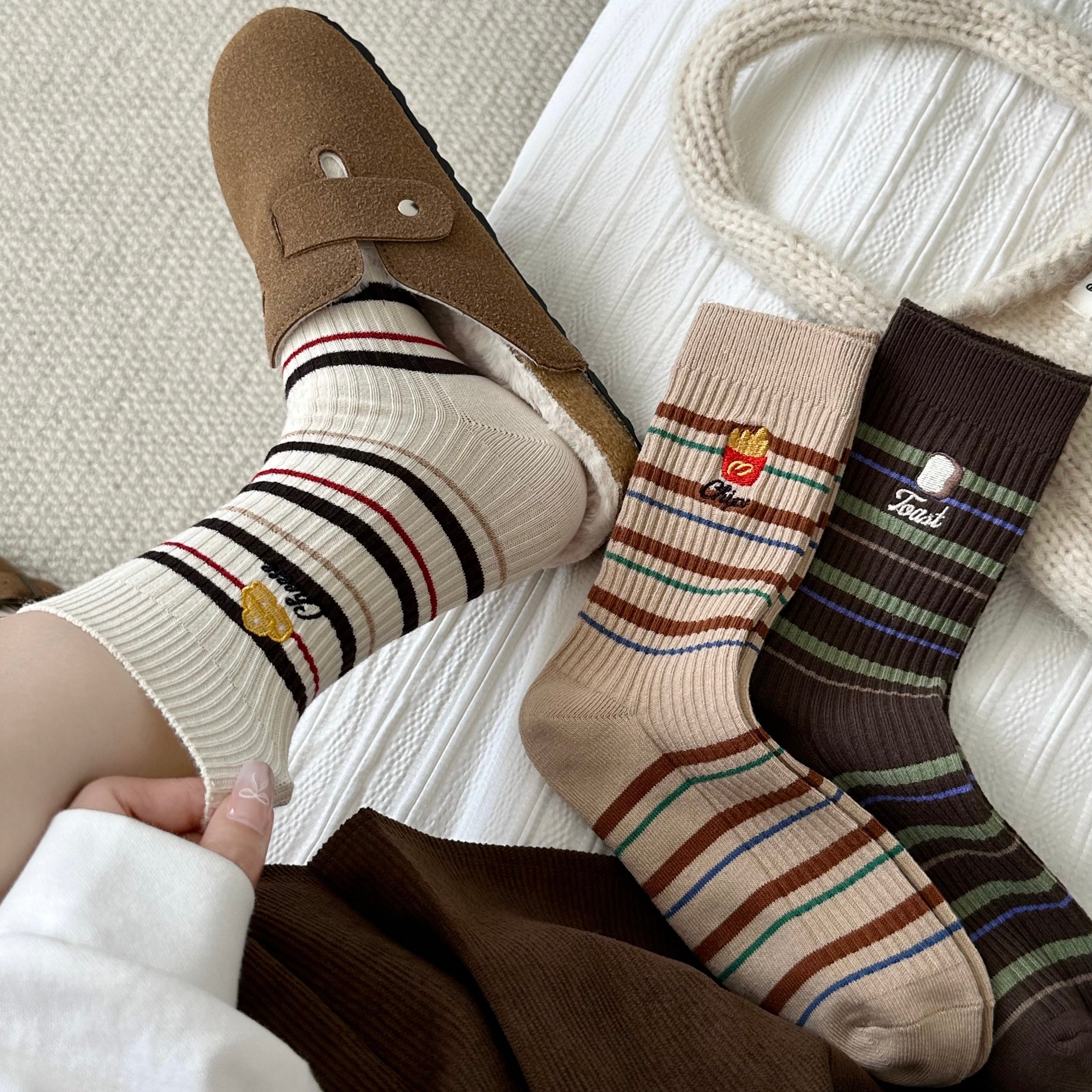 Women's Novelty Foodie Embroidered Socks - Single Pair