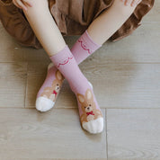 Kid's Girls' Bunny & Floral Crew Socks - 5 Pairs - Weavasocks
