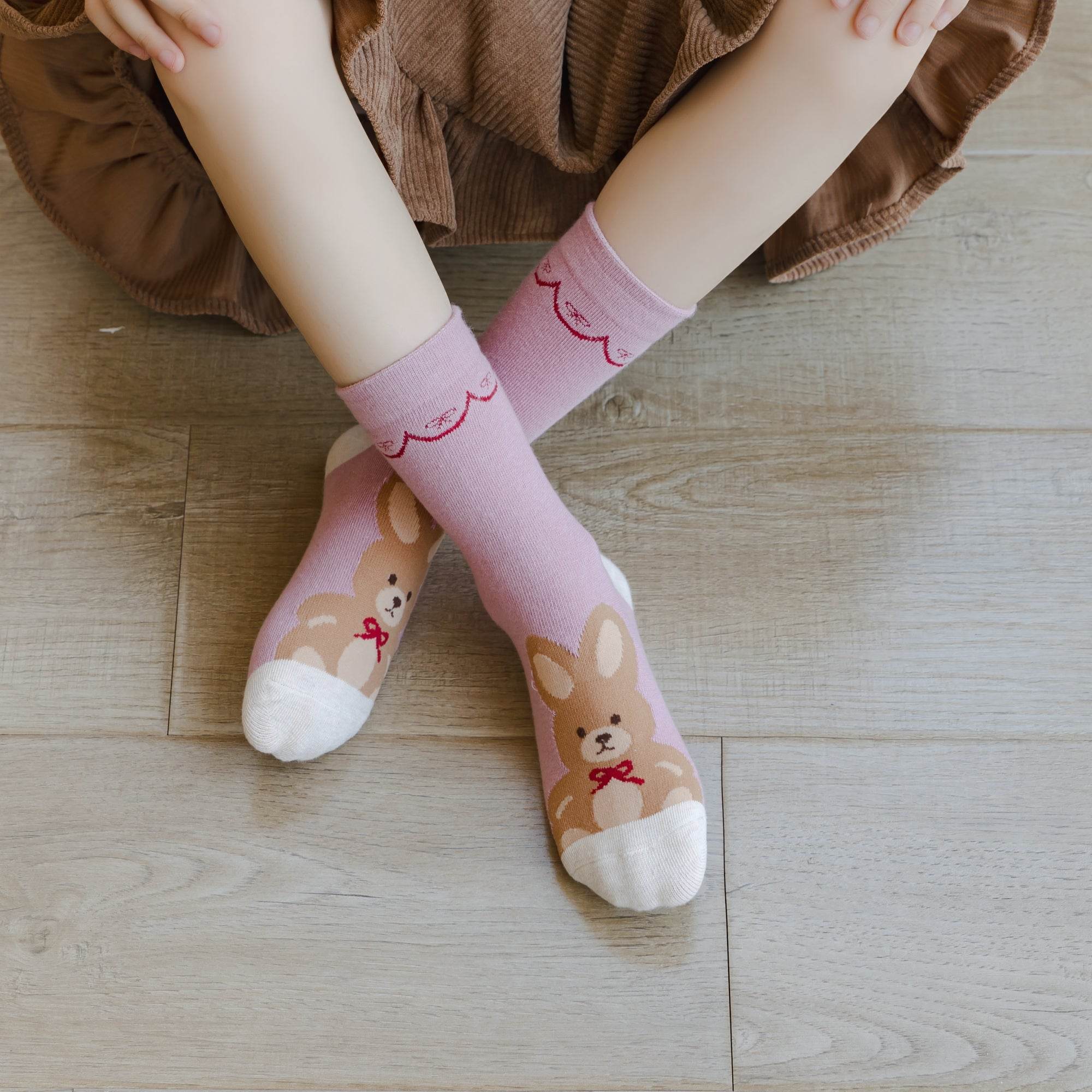 Kid's Girls' Bunny & Floral Crew Socks - 5 Pairs - Weavasocks