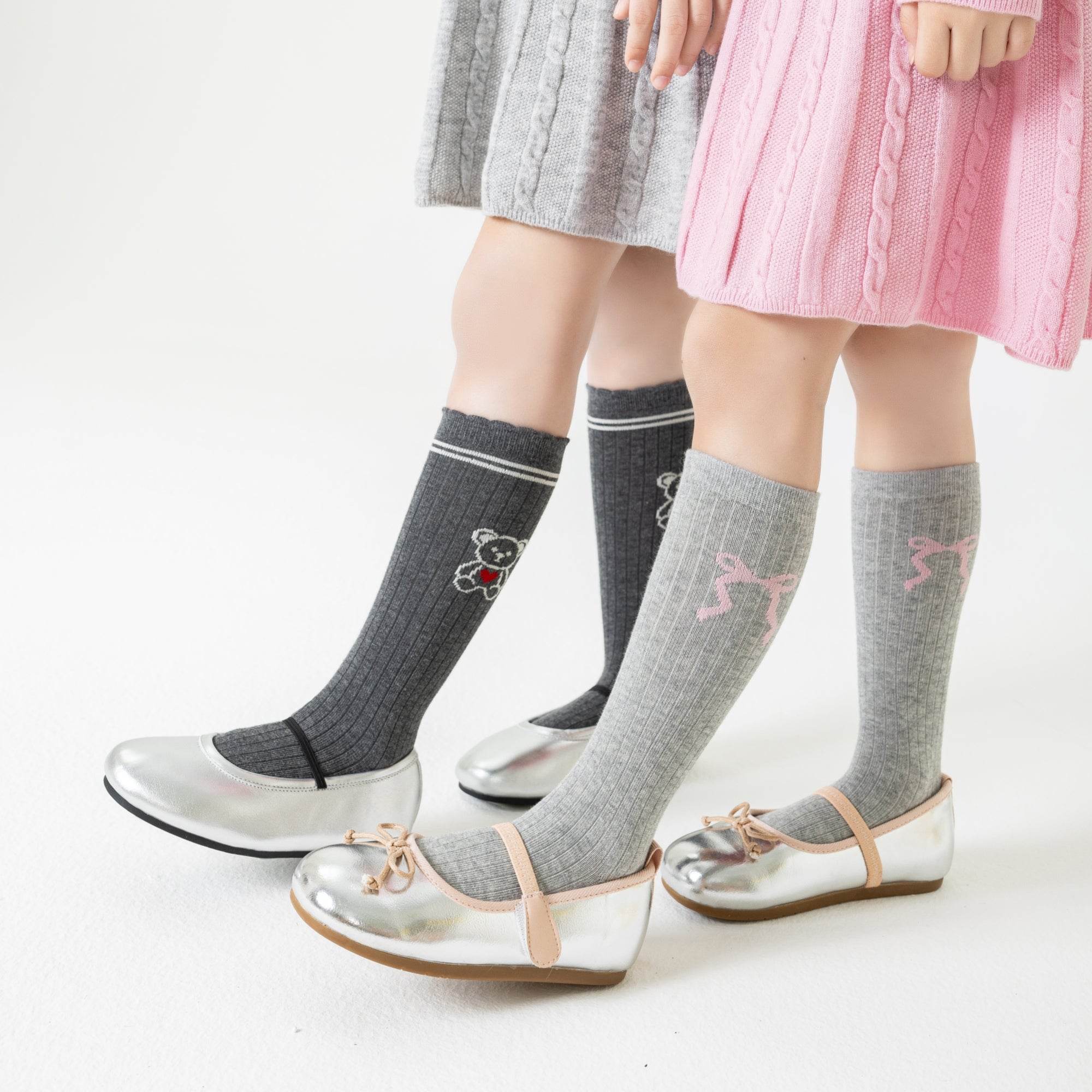 Kid's Preppy Embroidered Knee Socks - 3 Pairs - Weavasocks