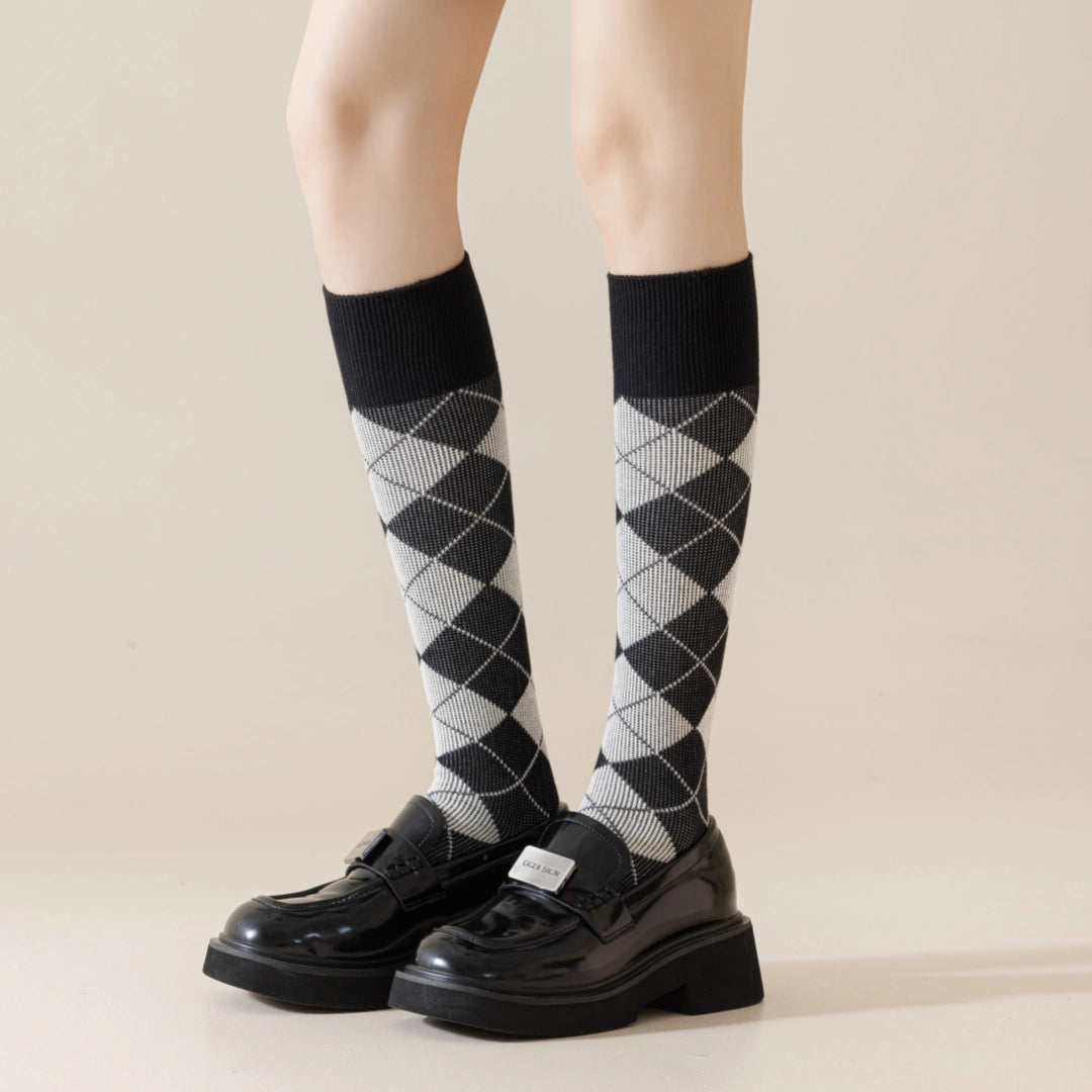 Preppy Argyle Knee Highs
