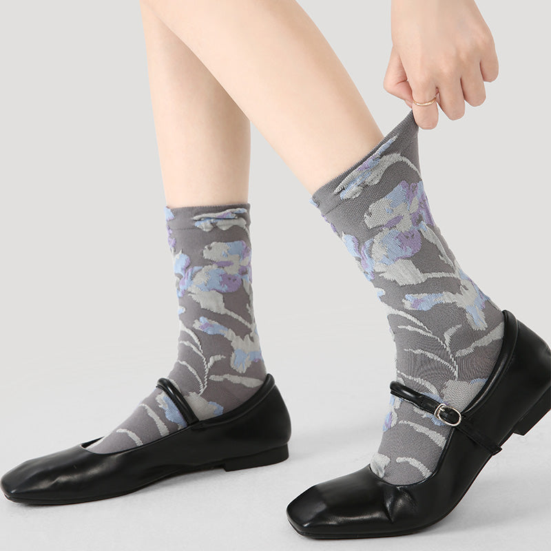 Women's Modern Floral Texture Socks - 3 pairs