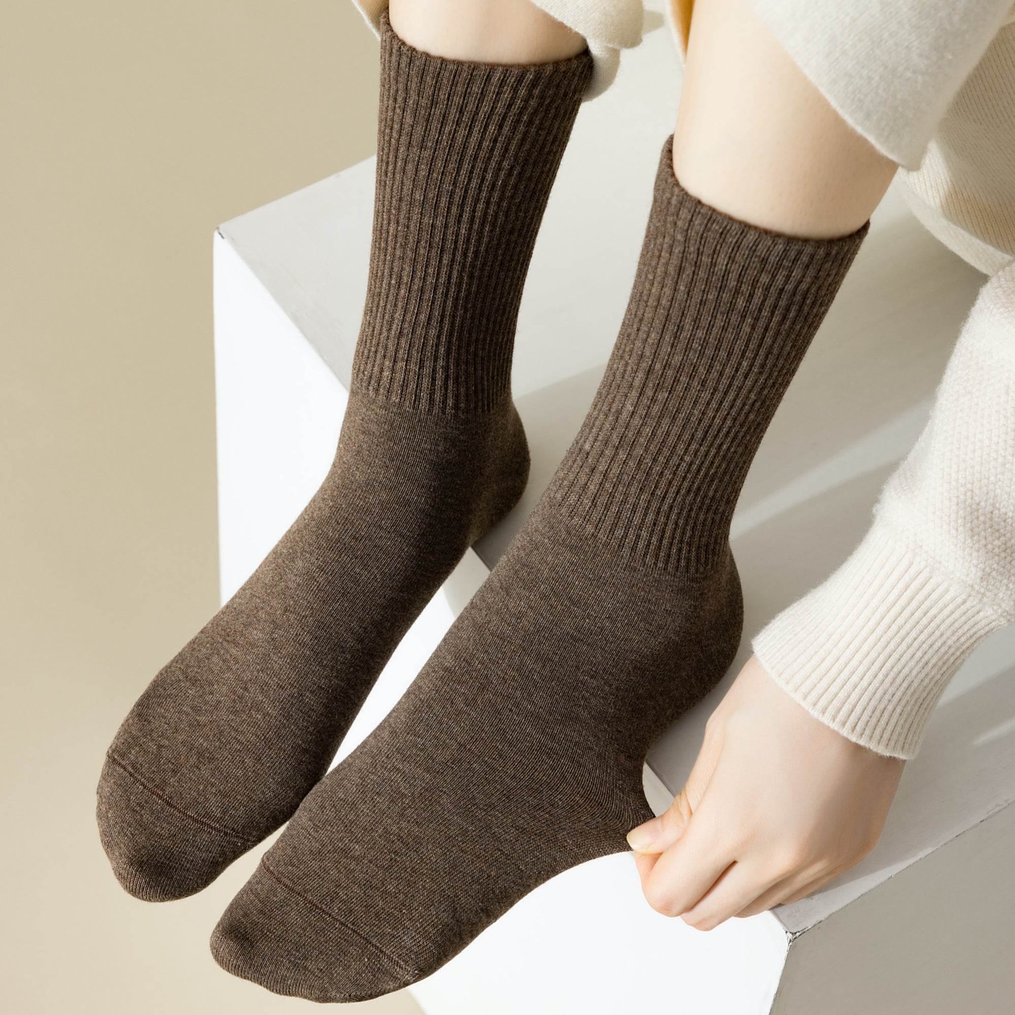 Women's Classic Cotton Ribbed Socks - 5 pairs