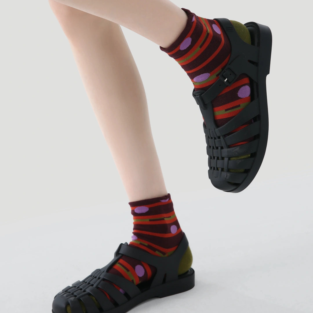 Premium Jacquard Cotton Socks in Sage & Earth Tones 3-Pack