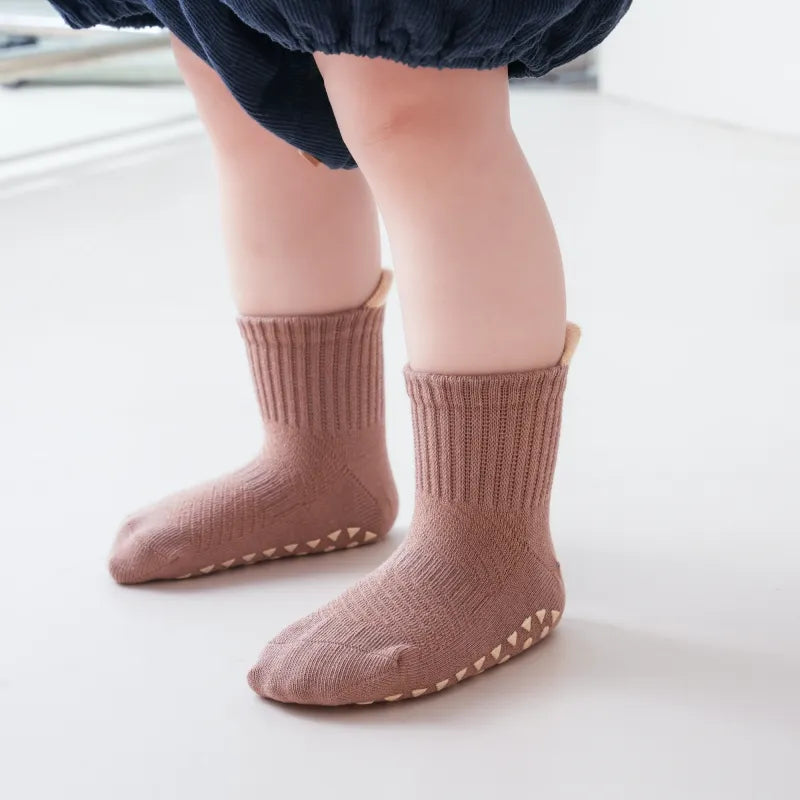 Babies Color Cuff Grip Socks-4 Pairs