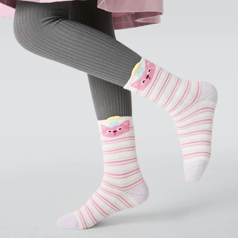 Kid's Kawaii Animals Crew Socks - 5 Pairs