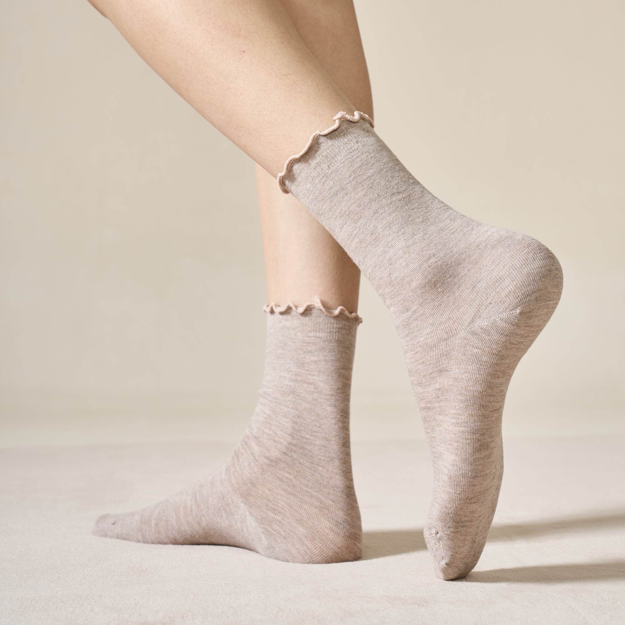 Women's Ruffle Cuff Merino Wool Socks - Single Pair