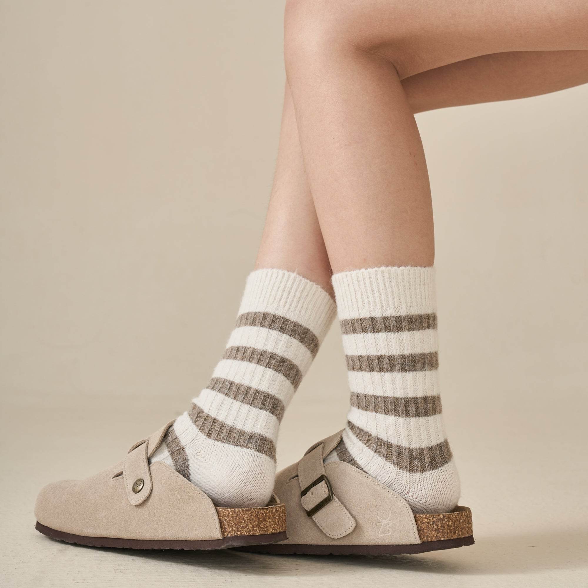 Women's Cozy Wool Blend Striped Socks - Single Pair