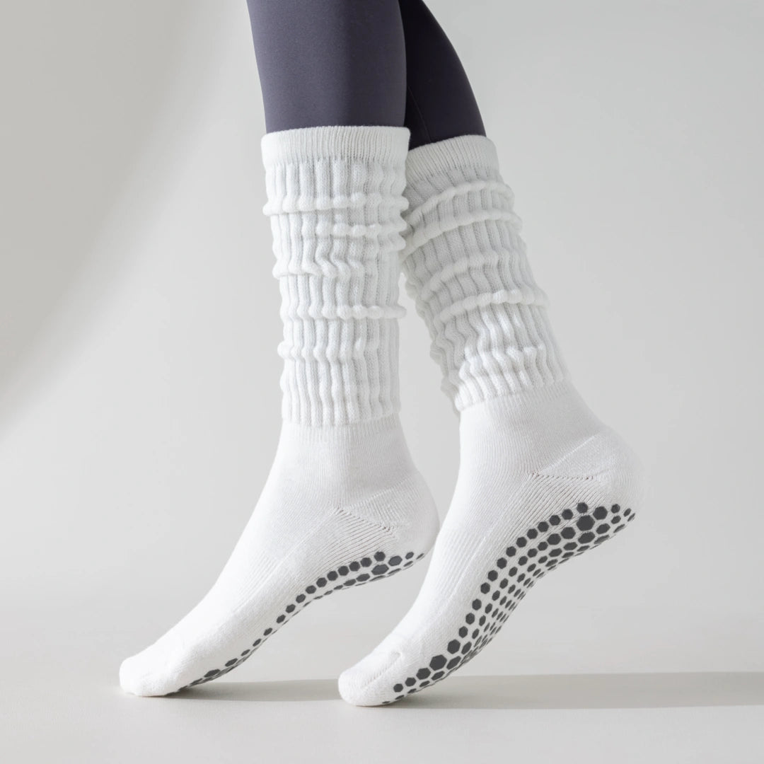 Women's Terry-Lined Pilates 92% Cotton Socks - product photo showing cushioned comfort
