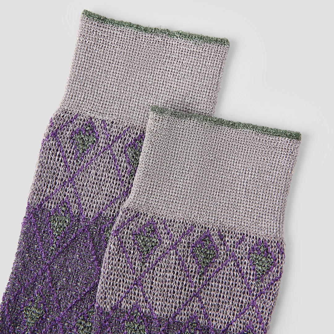 Women's Metallic Lurex Sheer Mesh Socks - product photo showing breathable mesh comfort