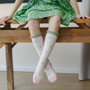 Kid's Girls' Sweet Floral Ruffle Knee High Socks - 3 Pairs - Weavasocks