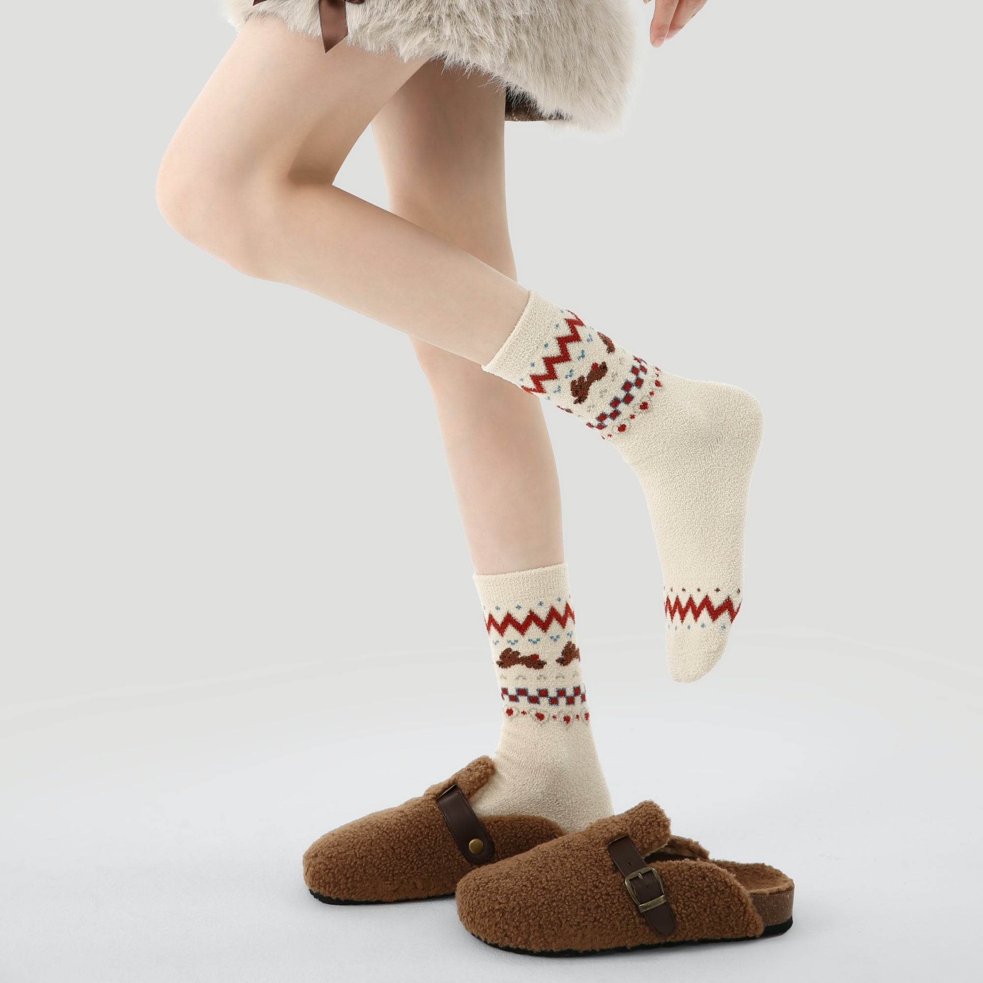 Women's Fuzzy Cabin Crew Socks - 3 pairs