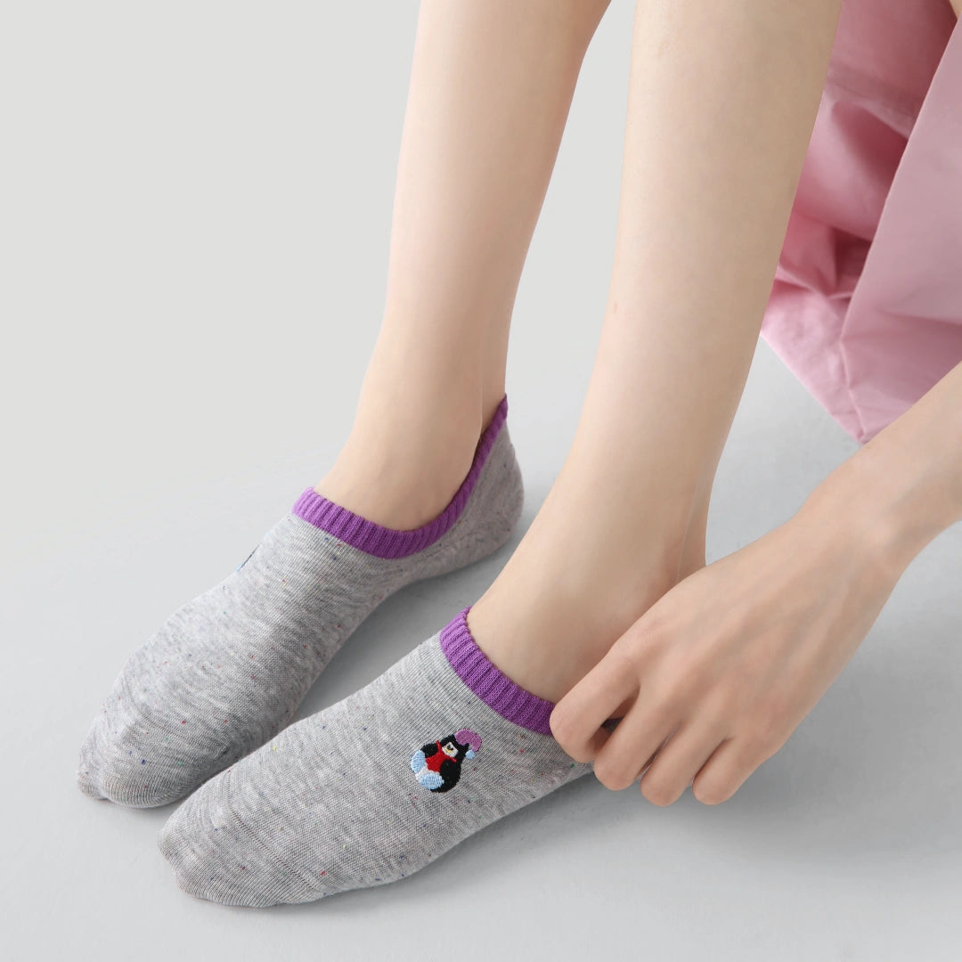 Women's Space-Dye Embroidered No-Show Socks (5-Pack)