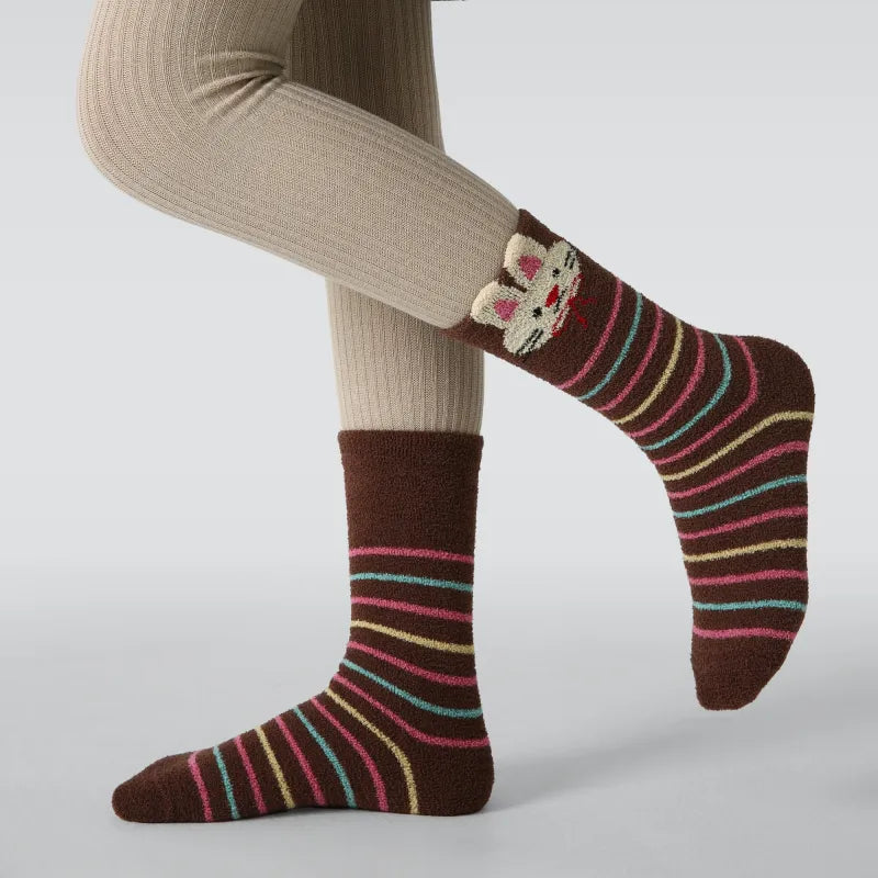 Kid's Cozy Bunny Fuzzy Socks - 4 Pairs