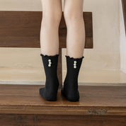Kid's Sweet Pearl Trim Socks - 2 Pairs - Weavasocks