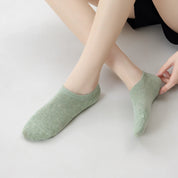 Women's 95% Cotton Ultra-Soft Heathered No-Show Socks - product photo showing soft cotton comfort
