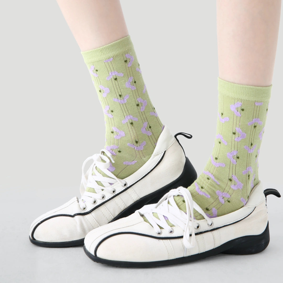 Women's Artistic Floral Mesh Crew Socks (3-Pack) - sock set showing breathable mesh comfort