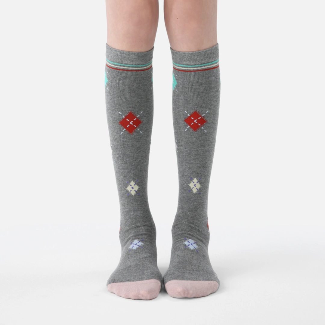 Women's Designer "Renaissance" Argyle Preppy Calf Socks
