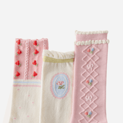 Kid's Girls' Sweet Strawberry & Portrait Knee High Socks - 3 Pairs - Weavasocks