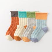Baby’s Retro Cable Knit Color-Block Socks 4-Pack