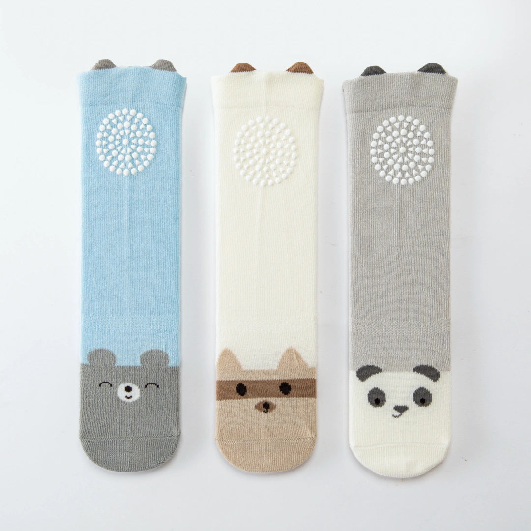 Baby’s Anti-Slip Knee Pad Crawling Socks 3-Pack