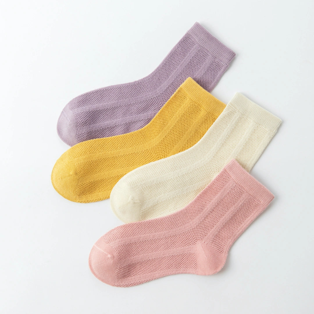 Kids' Organic Cotton Mesh Quarter Socks (4-Pack)