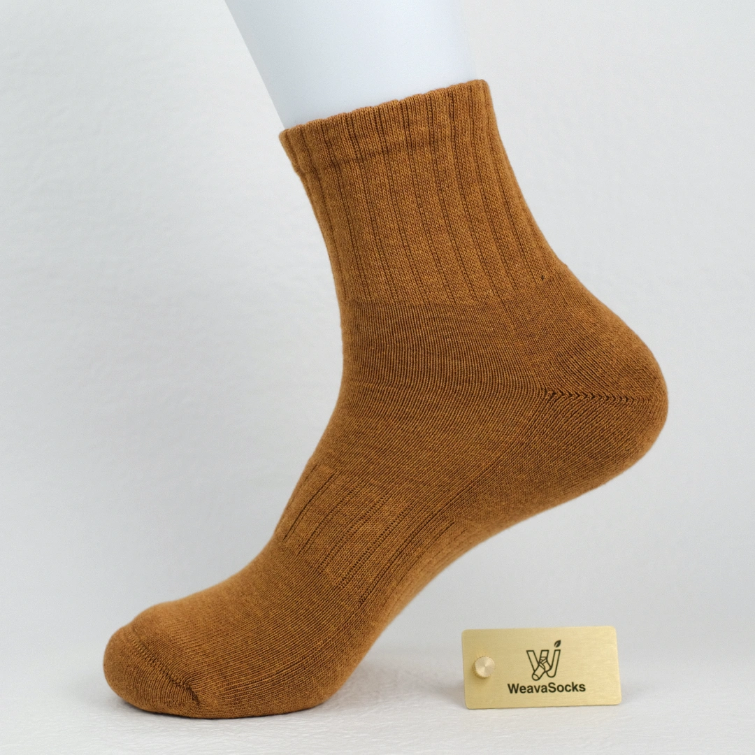 Men's Heather Terry Cushion 92% Cotton Quarter Socks - product photo showing cushioned comfort
