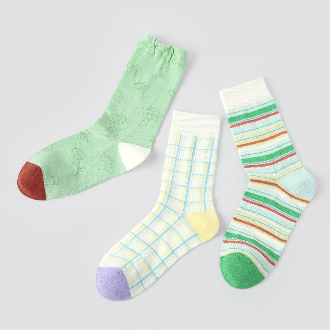 Women's Retro Modern Lurex Crew Socks (3-Pack) - sock set showing secure grip comfort
